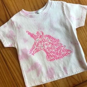 Reverse tie dye unicorn tee